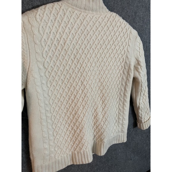 VTG Carraig Donn Women Wool Ireland Button Cardigan M Cable Knit Ivory Lined - Picture 11 of 11